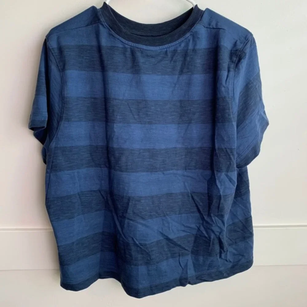 THE NORTH FACE Blue Striped Knit Short Sleeve Shirt - Picture 3 of 6